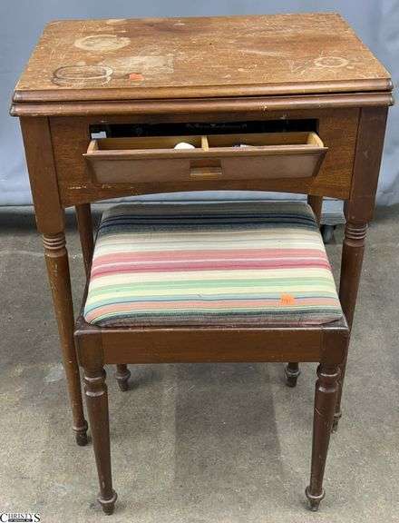 Singer Sewing Machine in Cabinets Rough Condition Needs Cleaned 24x17x31 image