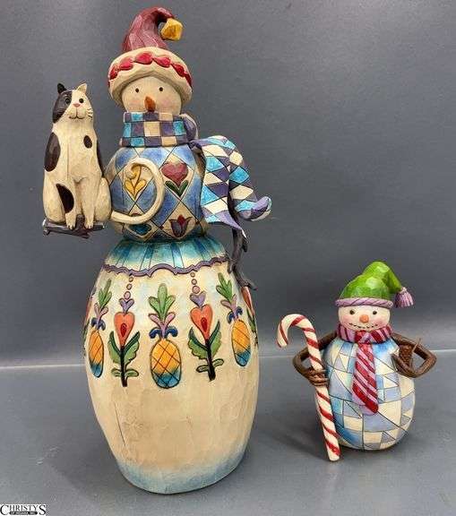 2 Jim Shore Snowman Figurines  - 11" of tallest image