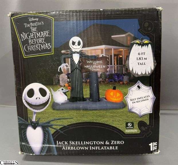 Tim Burton's The Nightmare Before Christmas Jack Skellington & Zero Airblown Inflatable - 6ft tall when in use image
