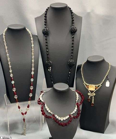 Costume Necklaces, Austrian Red Crystal Necklaces image