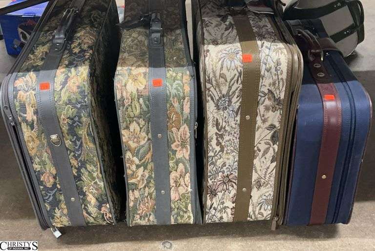 5 Vintage Suitcases - 28" x 20" of largest - some wear image