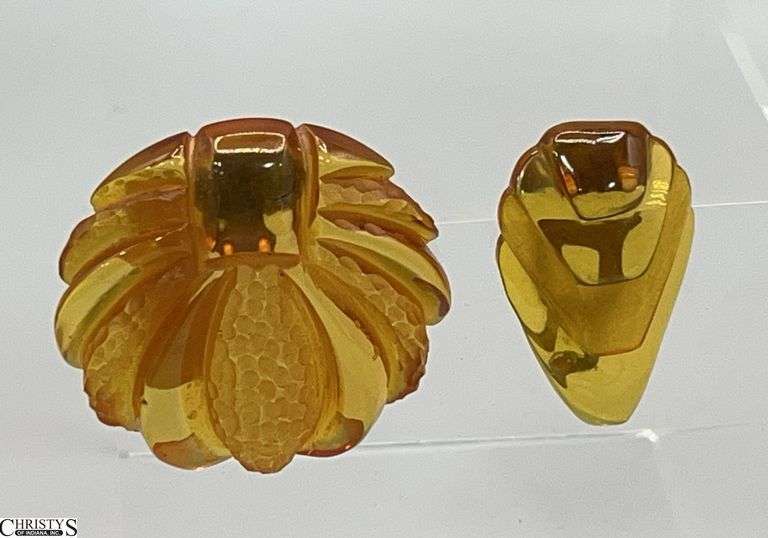 2 Apple Juice Bakelite Clips, Largest 2x2" Approx image