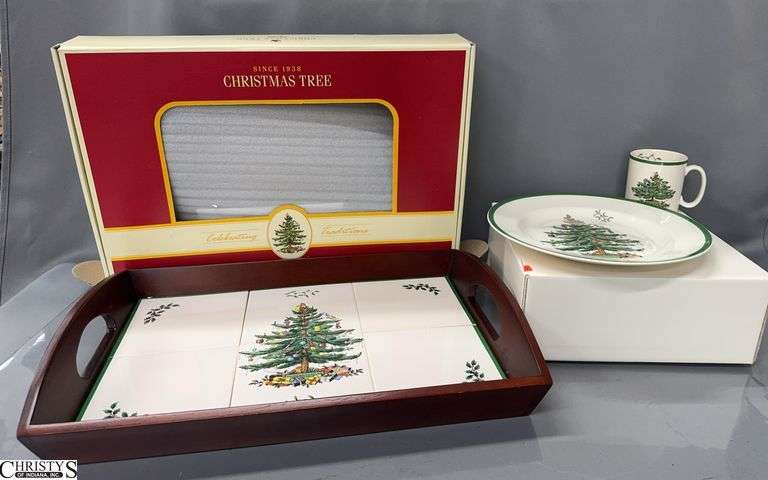 Spode Christmas Tree Tile Tray and 2pc Buffet Set - 3pcs - 20" of tray image