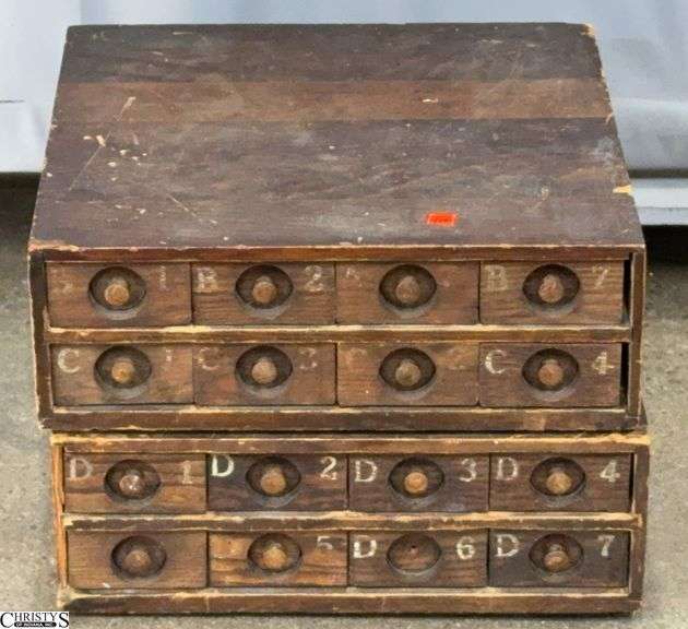 Pair of Wooden Organizer Cabinets 18.5x19.5x6 Some Damage image