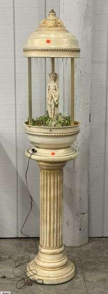 Vintage Greek Goddess Oil Rain Lamp on Stand, Some Dust and Cord Needs Replaced Due To Drying Overall Height 61" image