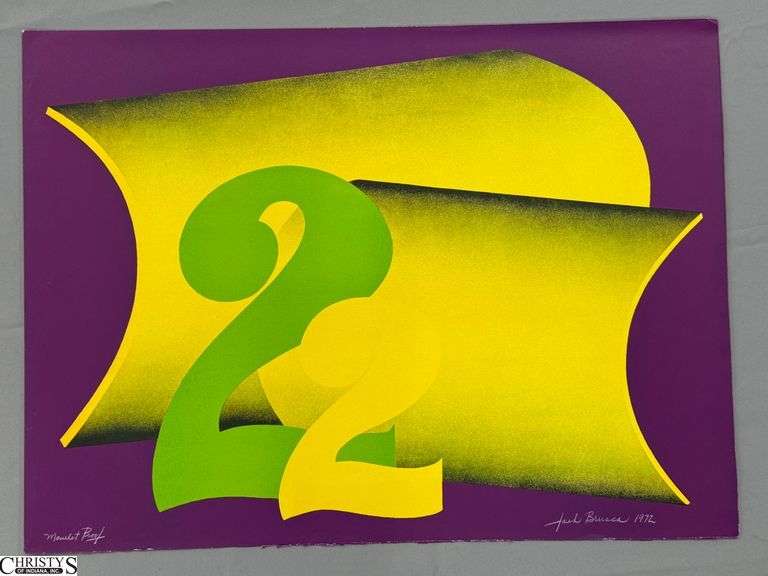 1972 Signed Jack Brusca "Two" Mourlot Proof Silkscreen Print - 30" x 22" - unframed image