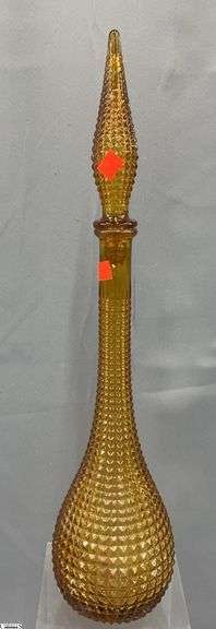 MCM Amber Color Empoli Genie Style Decanter and Stopper Overall 22" image