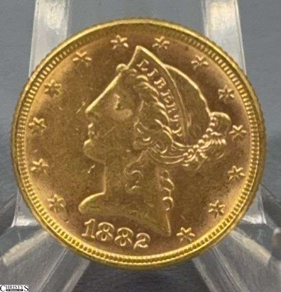 1882 Half Eagle $5 US Gold Coin image