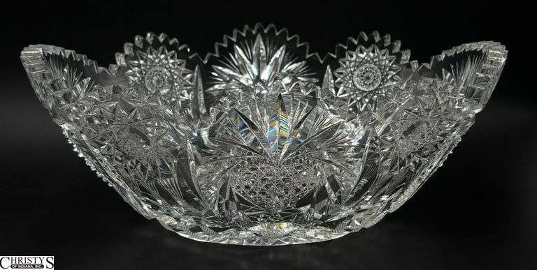 Fry American Brilliant Period Heart Pattern Cut Glass Bowl - 10" x 4" image