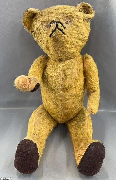 Early Mohair Teddy Bear - 16" sitting - shows wear from age and use image