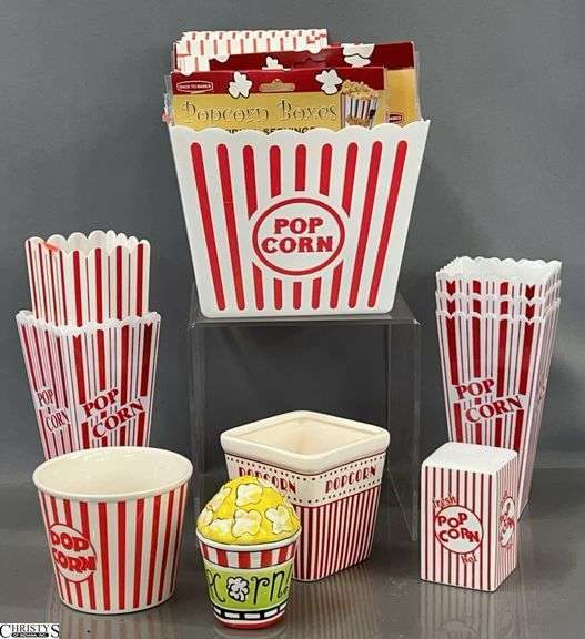 Pop Corn Theme Plastic Buckets, Holders, Ceramic Shakers and Holders - 9" x 9" x 7" of largest image