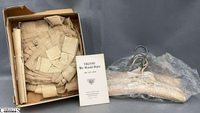 Antique Christening Outfit, Bible Scroll Birth Information image