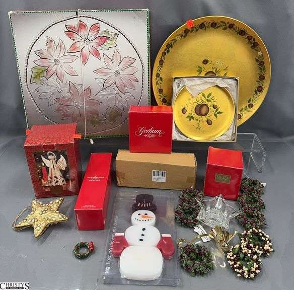 Christmas Motif Serveware - Salt and Pepper, Trays, Place Card Holders, Snuffer, Votive/Candle Holders - 9" of candle snuffer image