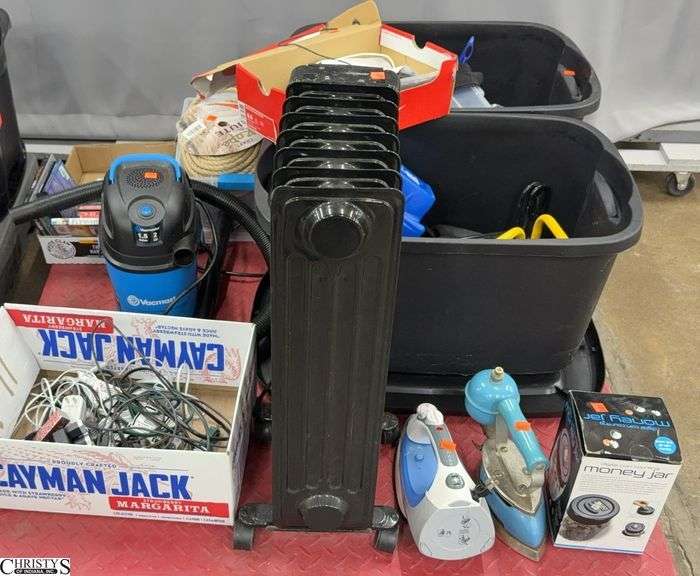 Space Heater, Small Shop Vac, Extension Cords, Irons, Shop Light Hardware, Totes, Movies, SKID NOT INCLUDED image