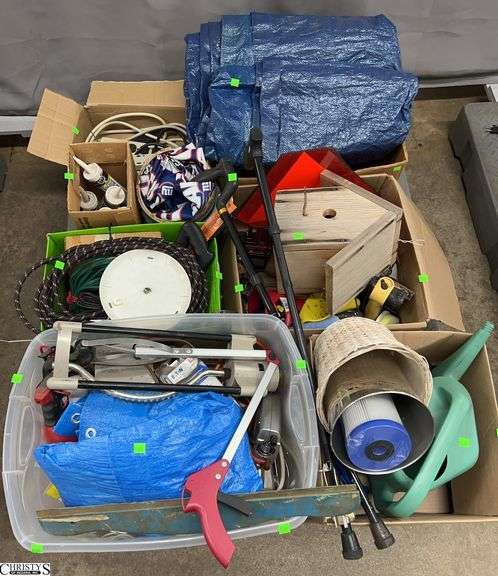 Skid of Extension Cords, Tarp, Lawn and Garden, Misc - SKID NOT INLCUDED image
