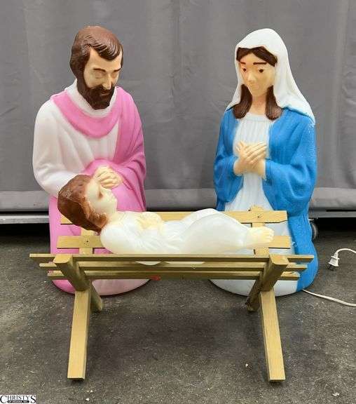 Empire Illuminated 4pc Nativity Set Blow Molds, Mary, Joseph and Baby Jesus 29" Tallest image