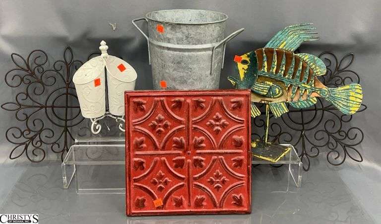 Tall Galvanized Bucket Vase, Garden Metal Decor, Tallest Vase 24" image