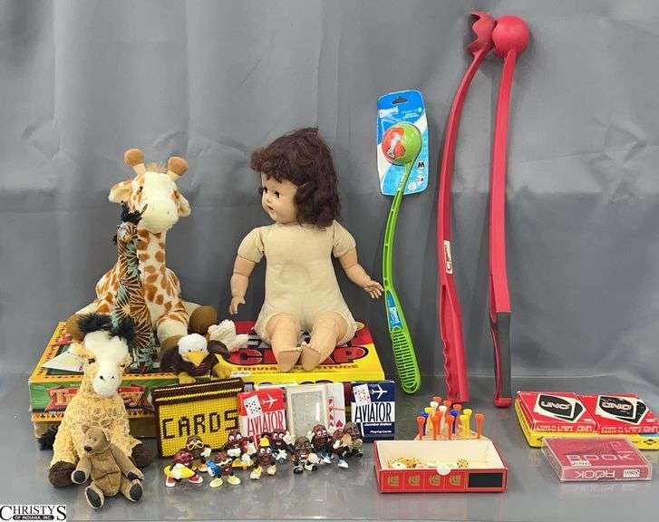 Board Games, Assorted Plush Animals, Doll, and Toys - May not include all pieces image