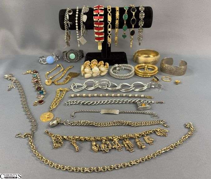 Ladies Costume Jewelry Cuffs, Charm Bracelets - 2.5" of largest opening image