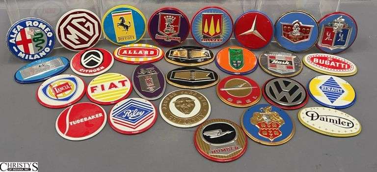 28 Post Cereal 1950's Era Automobile Badges, Promotional Items With Various Classic Car Brands Approx 3.5" image