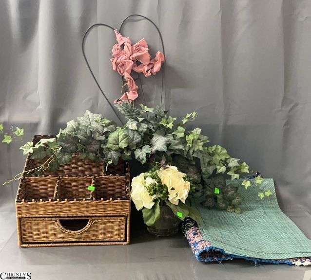 Wicker Organizer, Artificial Floral, Rug Beater, Placemats - 30" of rug beater image