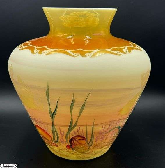 Fenton Glass Seascape Connoisseur Collection 131 of 750 Hand Painted by Charlota Smith - 8" x 8.5" image