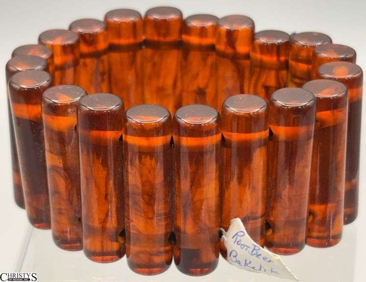 Root Beer Bakelite Bracelet Each Piece Stands 1.5" Tall Approx 3" Round image