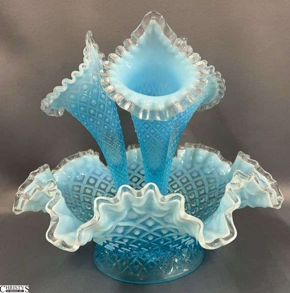 Fenton Glass Opalescent Diamond Lace Epergne - 12" x 12" image