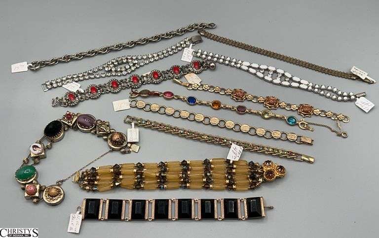 Group of Costume Bracelets: Gemstones, Sterling, and More image