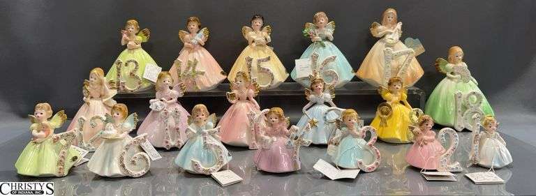 18 Josef Birthday Angel Figurines - 7" of tallest - Number 1 thru 18 image