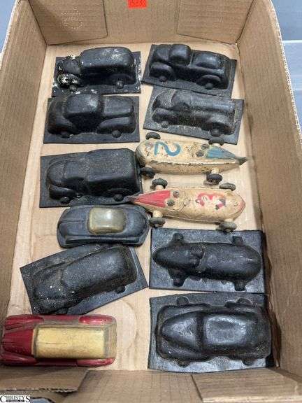 Early Toy Cars and Plastic Car Molds - 4" of largest mold. Very Sticky image