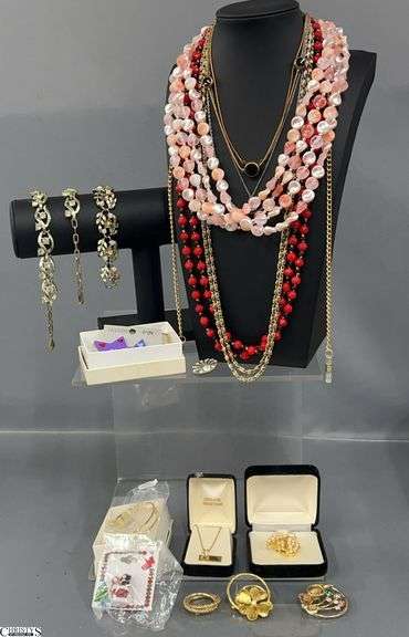 Ladies Costume Pins, Necklaces - Some wear - 25" of longest image