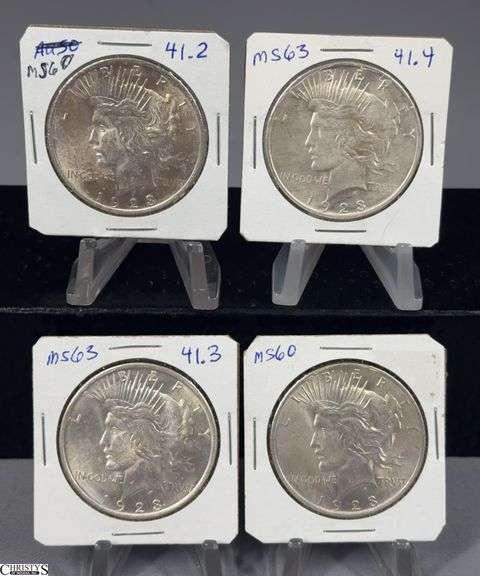 Four 1923 Silver Peace Dollars image