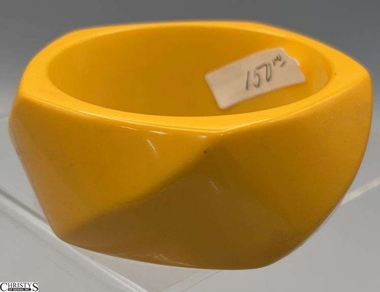 Vintage Cathy and Marsha Catherine Stein Chunky Butterscotch Bakelite Bangle, 1.25" Thick, 2.5" Interior Diameter image