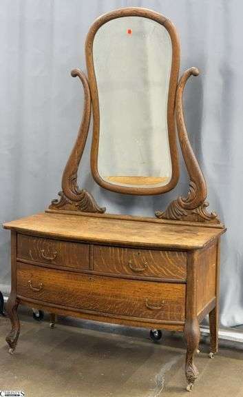 3 Drawer Dresser With Oval Mirror Overall 42x21x71 image