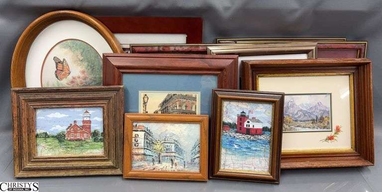 11 Framed Wall Art Pieces - 17" x 14" of largest image