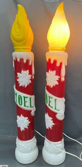 Pair Noel Blow Mold Outdoor Candles - 38" T of each one need a bulb image