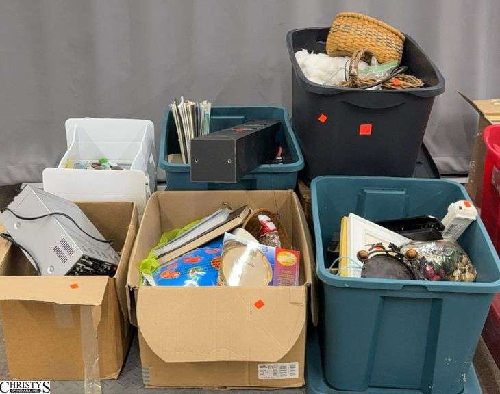 Totes, Boxes With Misc Electronics, Household, Crafting, Decor, SKID NOT INCLUDED image