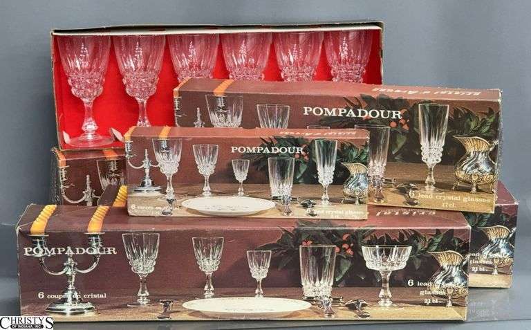 Cristal d' Arques "Pompadour" Crystal Stem Service - 36pcs - Wine, Coupe, Sherry - 6" of tallest image