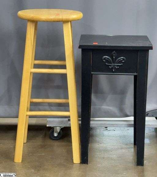 Stool 29" Seat Height, Painted Single Drawer End Table 14x14x24 image