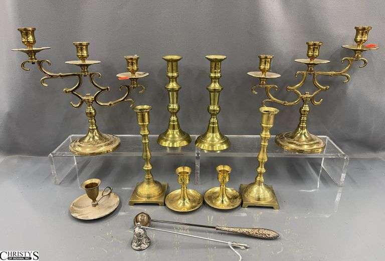 Brass Candelabras and Candlesticks - 10" x 10" of largest image