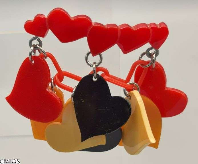 JL Folts 09 Bakelite Heart Pin 2" Wide 2" Tall image