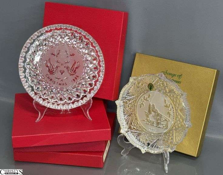 5 Waterford Crystal Christmas Year Plates - 1985, 1984, 1997, 1989, 2003 - 8" D of each image