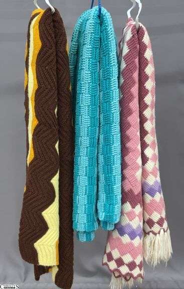 3 Handmade Afghans - 68" x 68" approx of largest image