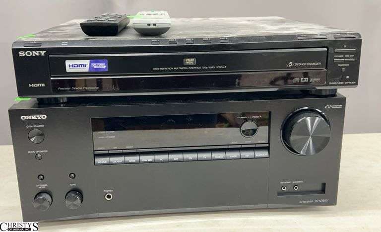 Sony 5 DVD Changer/Player and Onkyo AV Receiver TX-NR585 - 17" x 13" x 7" image