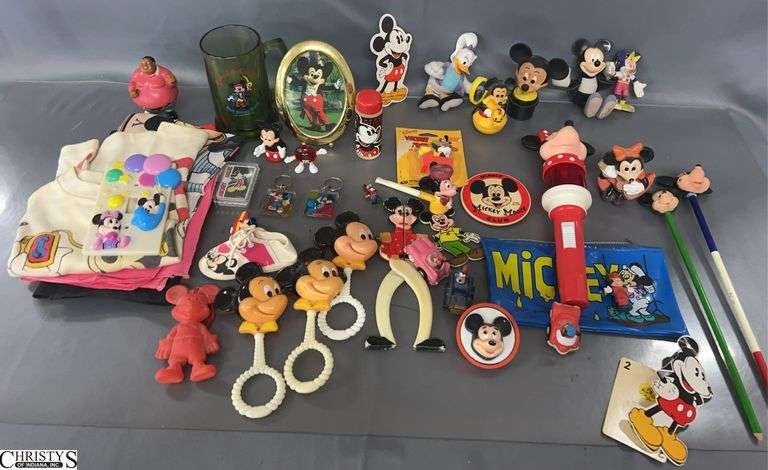 Assorted Mickey and Minnie Mouse Character Memorabilia - 10.5" of largest - some wear image