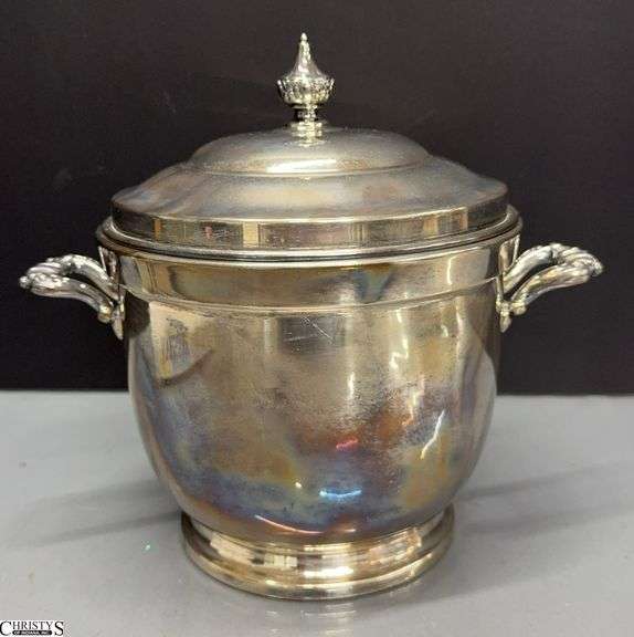 Sterling Ice Bucket With Glass Insert 7.5" Round 9" Tall image