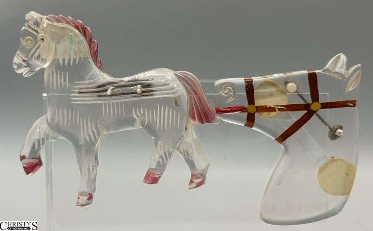 2 Lucite Horse Pins Largest 2.5x2.5" image