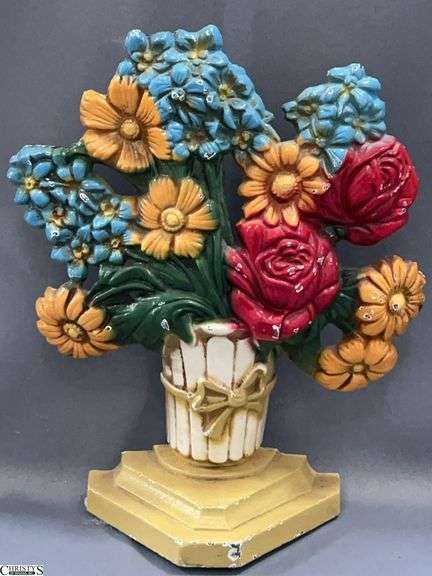 John Wright Cast Iron Floral Doorstop - 7" x 9" image