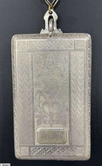 Deco Etched Silverplate Ladies Makeup/Card Case - 3" x 2" of case image